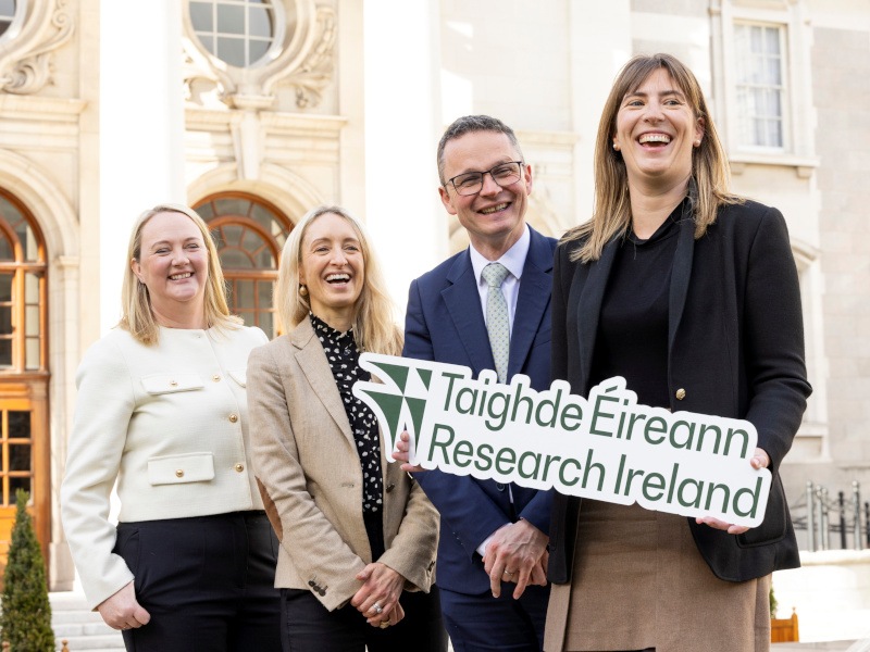 Pictured at the announcement were (left-right): Fionnuala O’Leary, Chief Executive Officer, Children’s Health Foundation (co-funder); Dr Ruth Freeman, Director, Science for Society at Research Ireland; Minister Patrick O’Donovan TD; and Dr Fiona Freeman, UCD, whose research project focuses on treating bone cancer among children, teenagers and young adults.