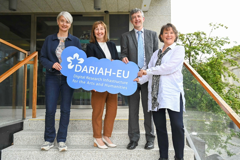 Dr Marina Milic (Research Ireland), Professor Sinead Ryan (Dean of Research, Trinity College Dublin), Peter Brown (Research Ireland) and Professor Jennifer Edmond (DARIAH National Coordinator).