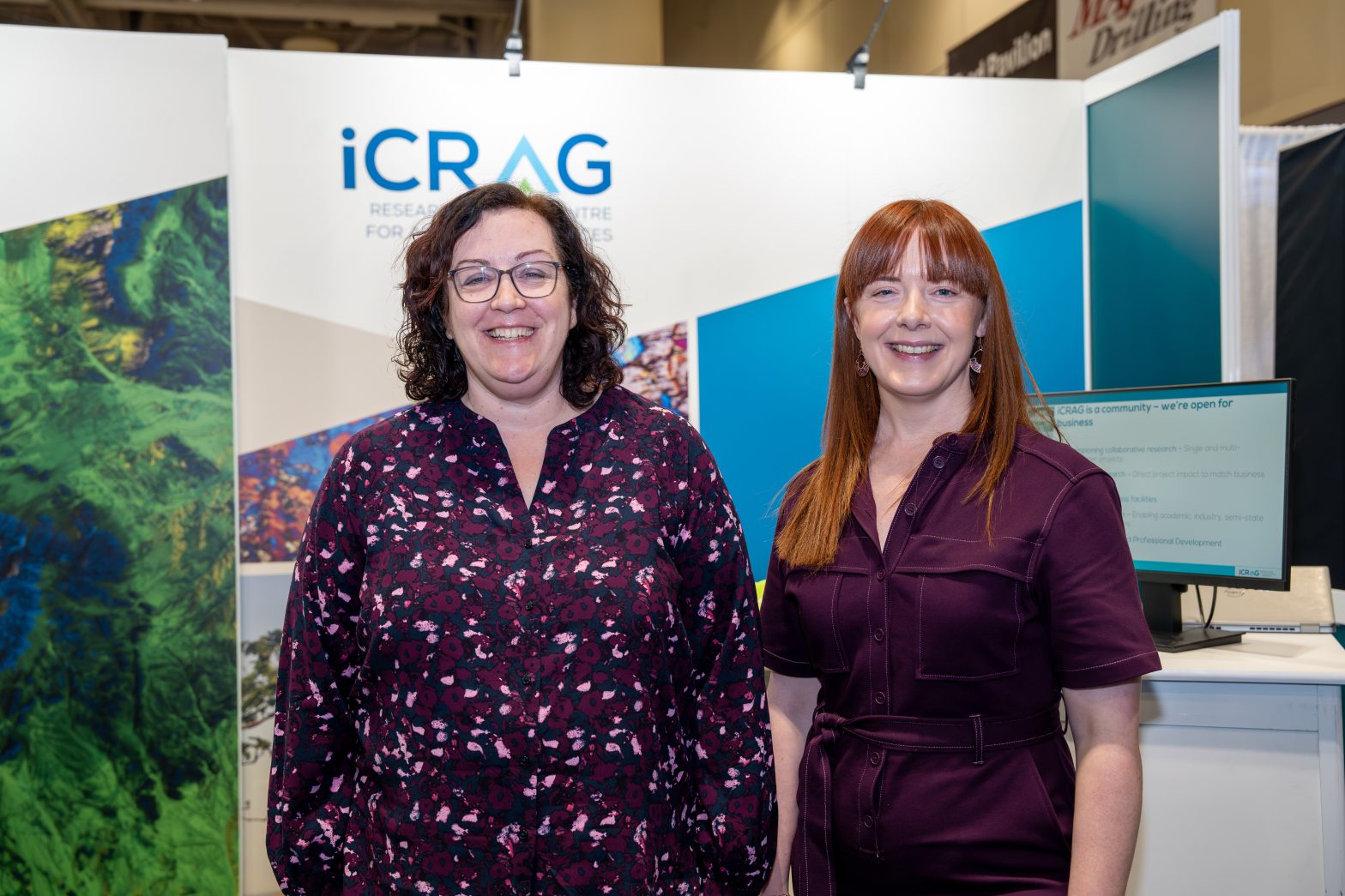 iCRAG Director Prof. Sarah Gleeson (left) pictured with iCRAG COO Dr Aoife Brady (right) at the iCRAG stand at the Prospectors & Developers Association of Canada (PDAC) international convention in Toronto, Canada.